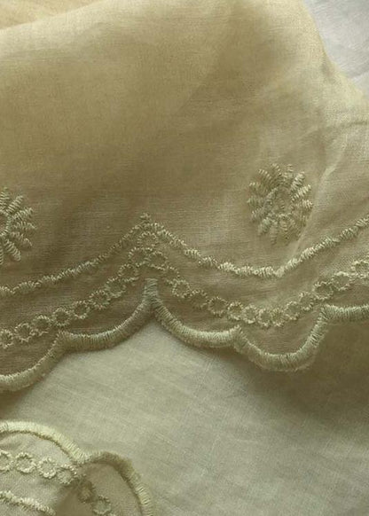 Loose Summer White Embroidery Shape Elastic Waist Pant