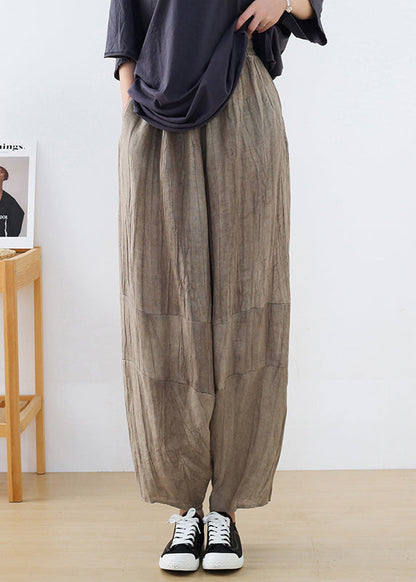 Black Pockets Linen Harem Pants Summer