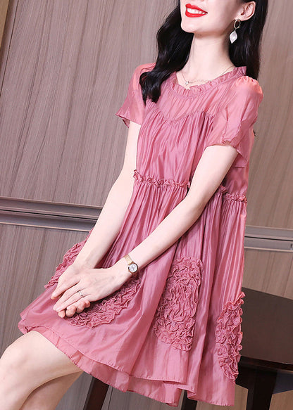 Italian Purple Ruffled Patchwork Chiffon Dress Summer