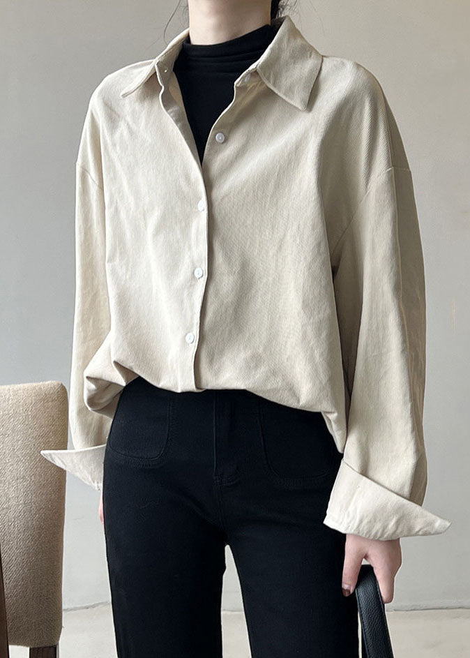 Apricot Patchwork Corduroy Shirt Spring