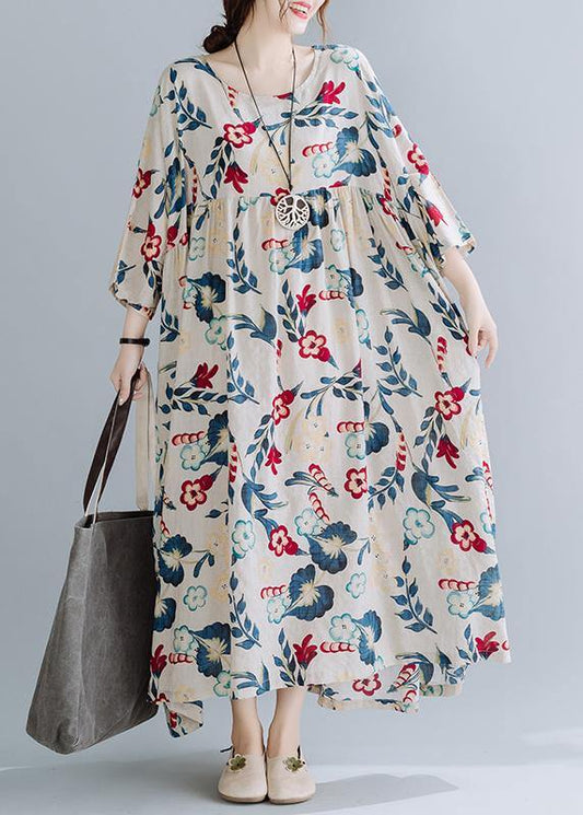 Nude Print Dresses O Neck Cinched Art Spring Dresses