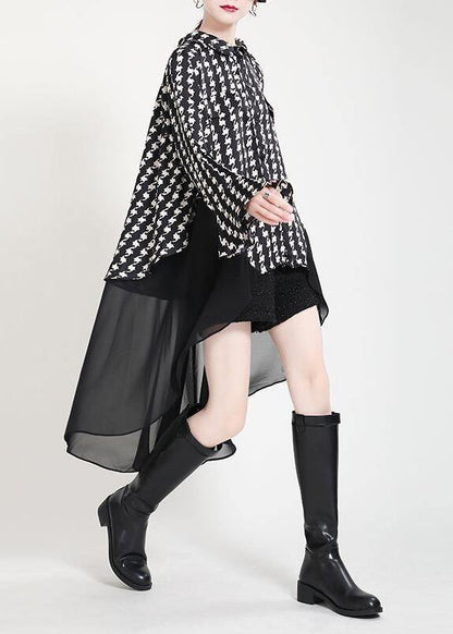 Black Print Flare Sleeve Chiffon Jacket Summer