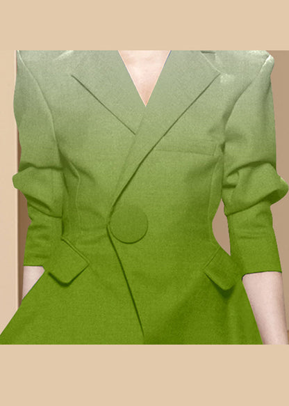 Organic Green Button Peter Pan Collar Western-style Clothes Coat Long Sleeve