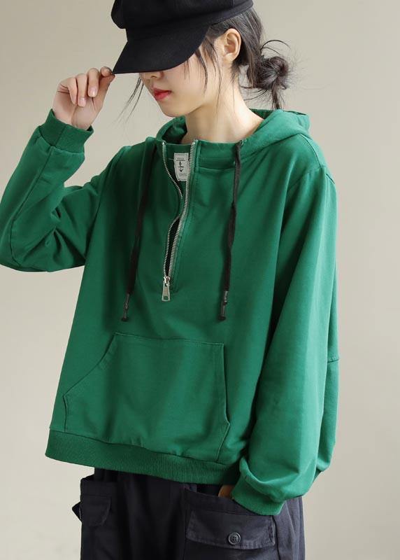Loose Hooded Cinched Spring Tunic Pattern Red Tops