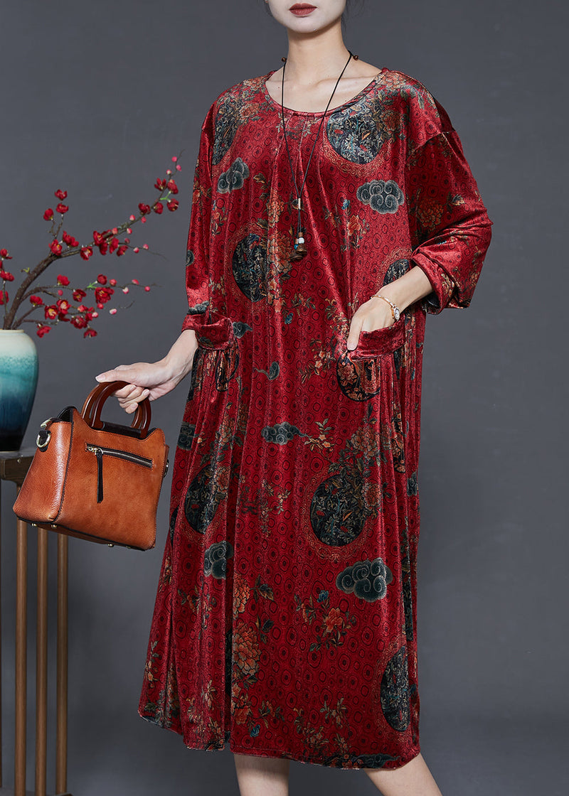 Mulberry Oversized Print Silk Velour Dress Fall