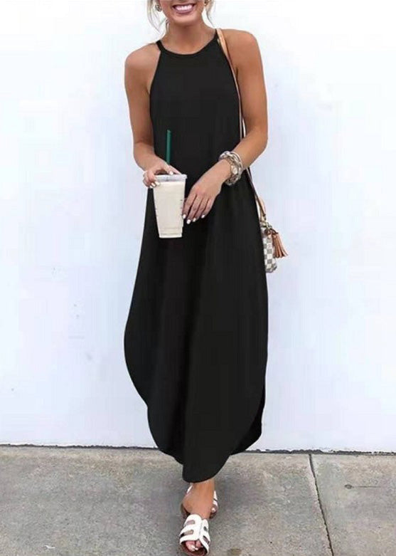 Summer Grey Strap Sleeveless Irregular Party Maxi Dress