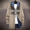 Vingate Wave Geometric Graphics Patchwork Cable Knit Art Hooded Jacket artswardrobe