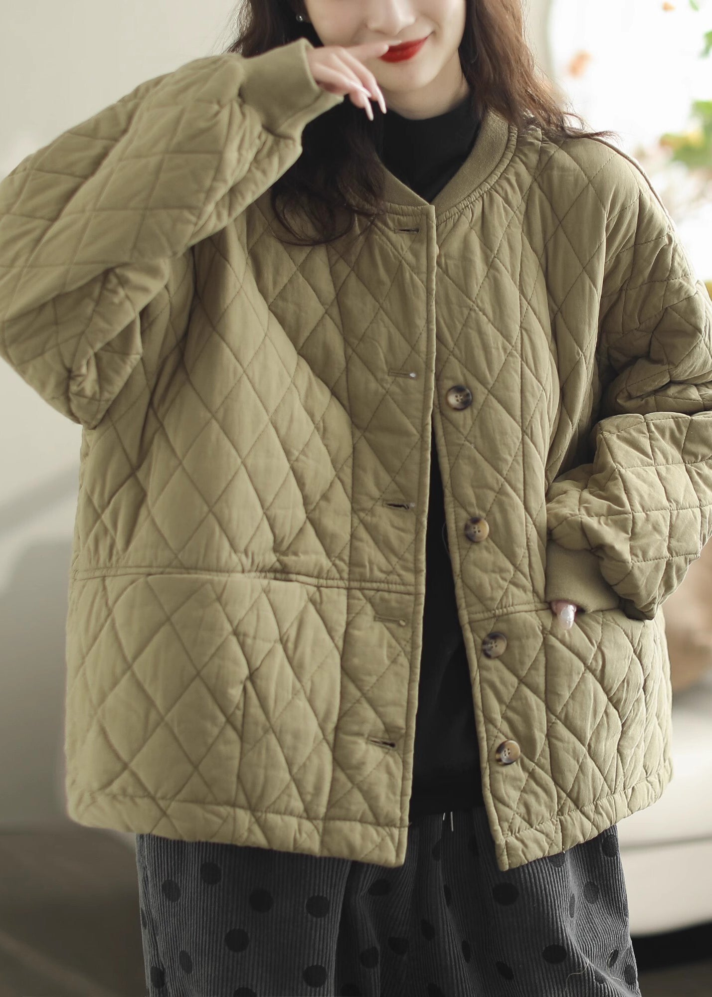 Green Oversized Warm Fine Cotton Filled Coats Winter