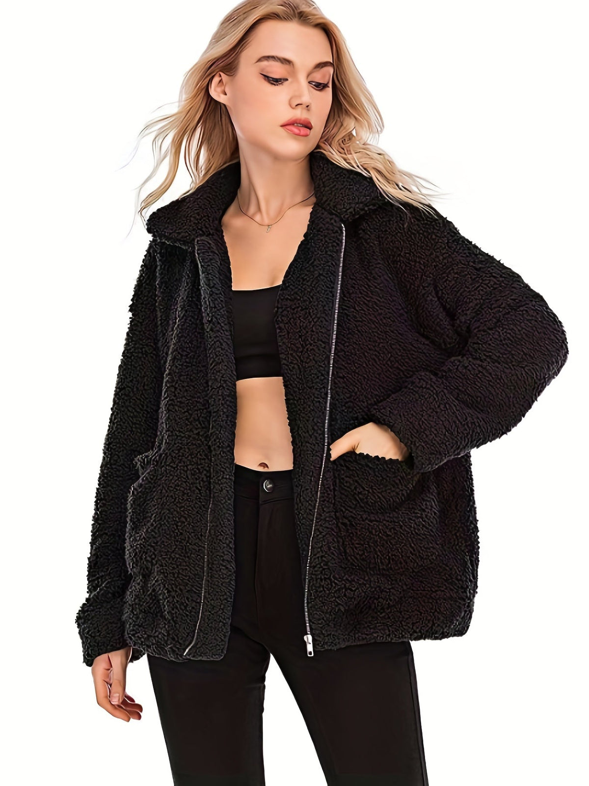 JO | stylish teddy coat with zipper