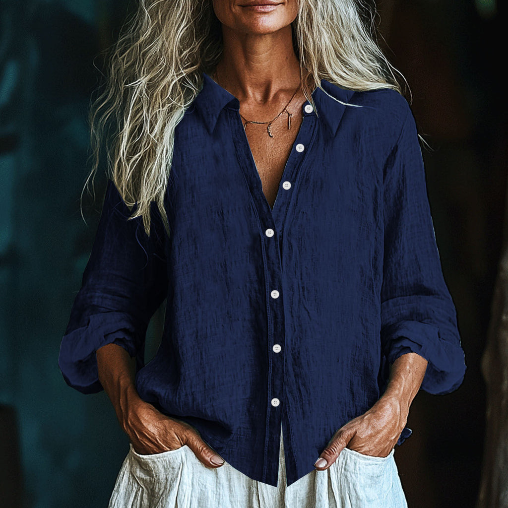 Vintage Elegant Art Linen Ruffle Shirt artswardrobe