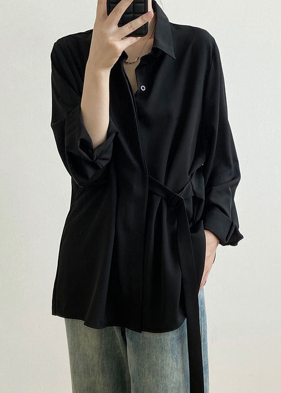 Caramel Peter Pan Collar Cinched Shirt Spring