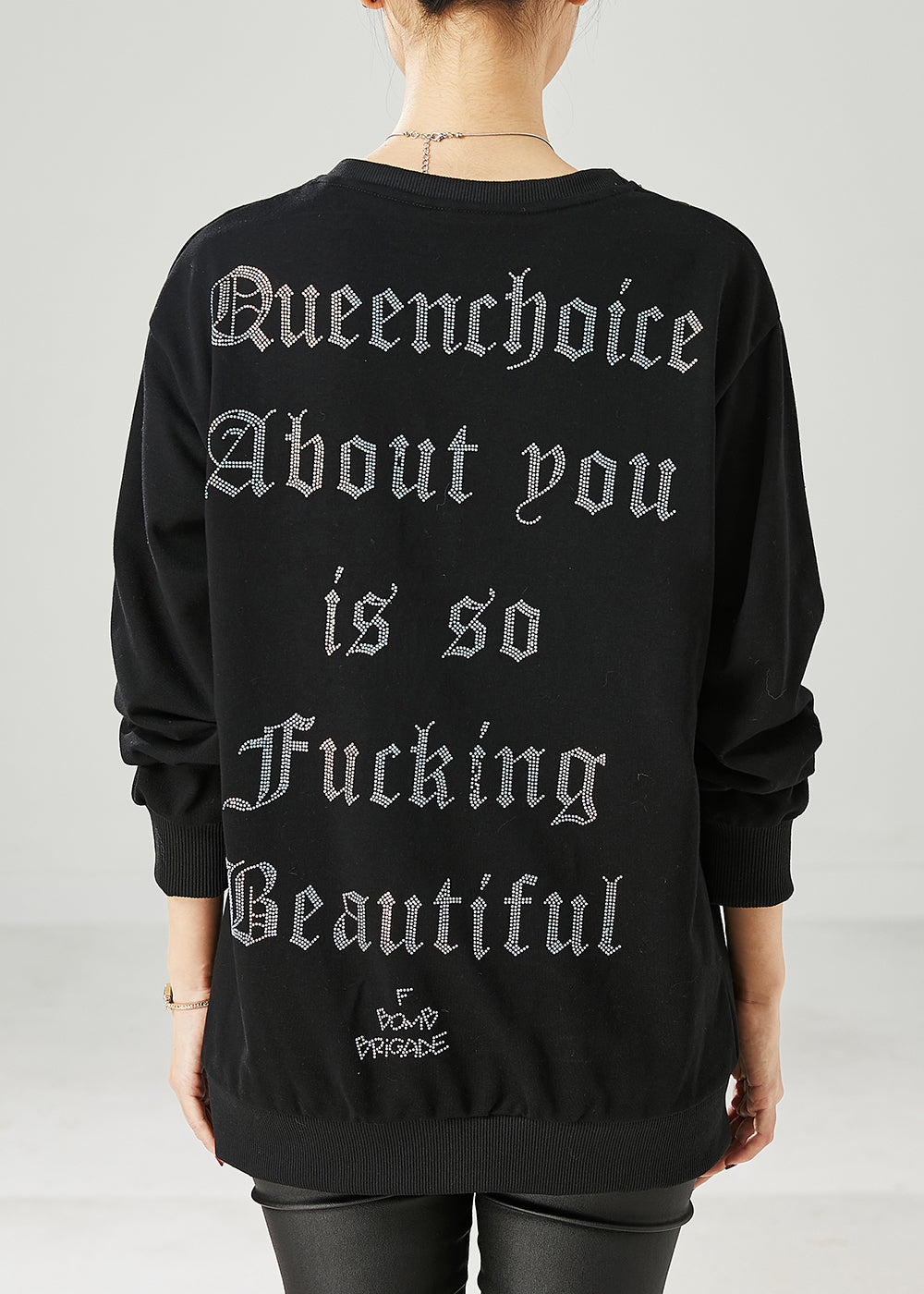Diy Black Oversized Cotton Pullover Spring