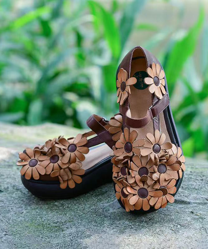 Handmade Retro Cowhide Leather Sandals Splicing
