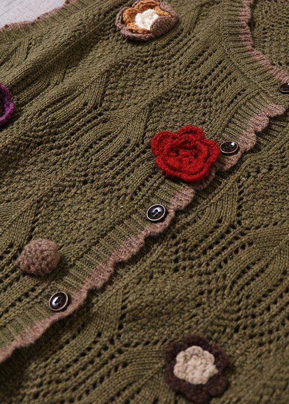 Natural Grey Hollow Out Button Fall Knit Vest