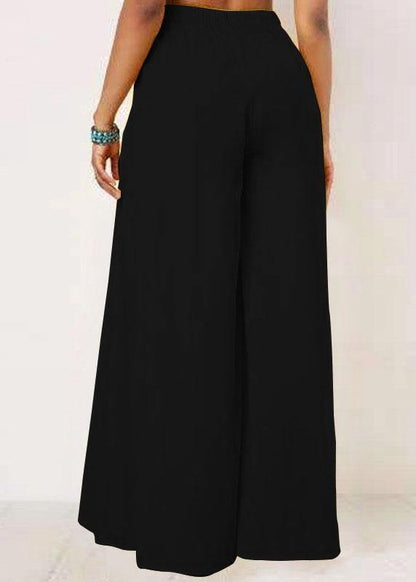 Color Bowknot Pleated Loose Wide Leg Pants