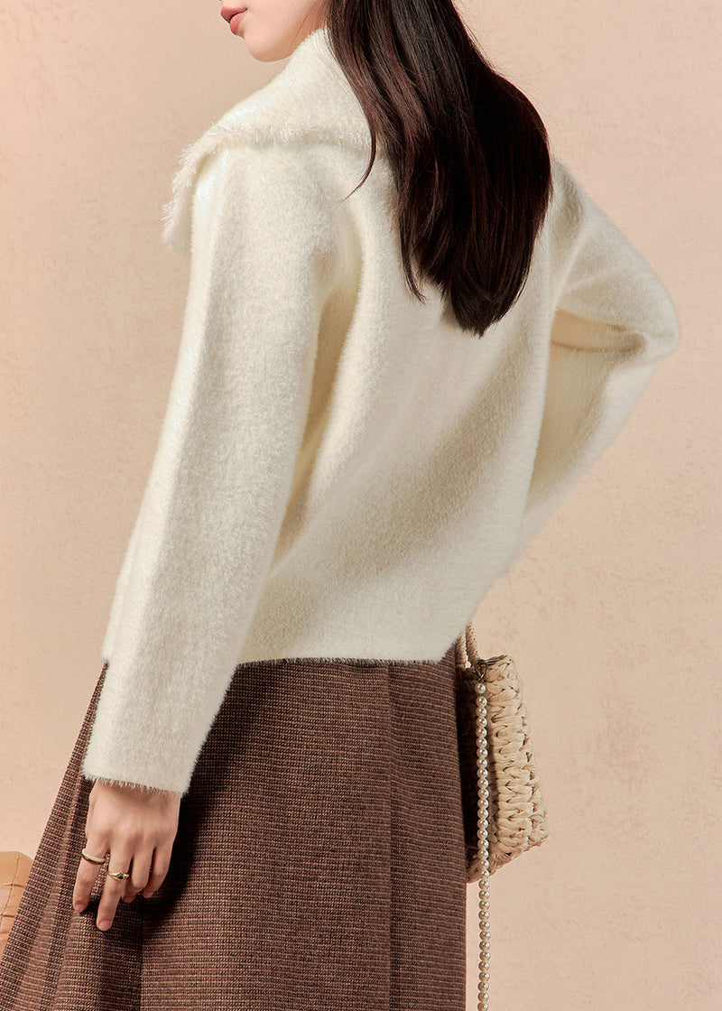 White Button Pockets Mink Velvet Coats Winter