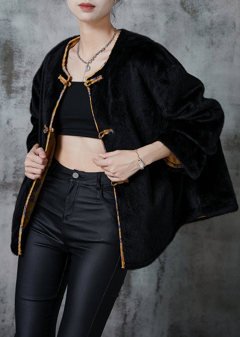 Yellow Print Faux Mink Hair Wear on Both Sides Coats Winter