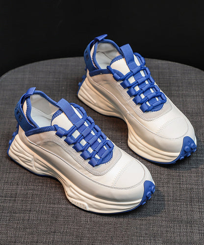 Blue Lace Up Splicing Platform Shoes