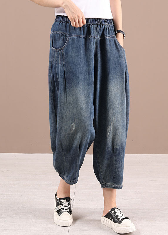 Blue Pockets Harem Fall Pants