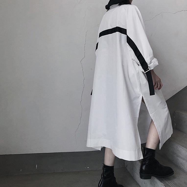 Lapel Side Open Spring Dresses Shape White a Line Dresses