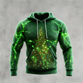 Comstylish Radiant Christmas Tree Men's Hooded Flannel Sweatshirt