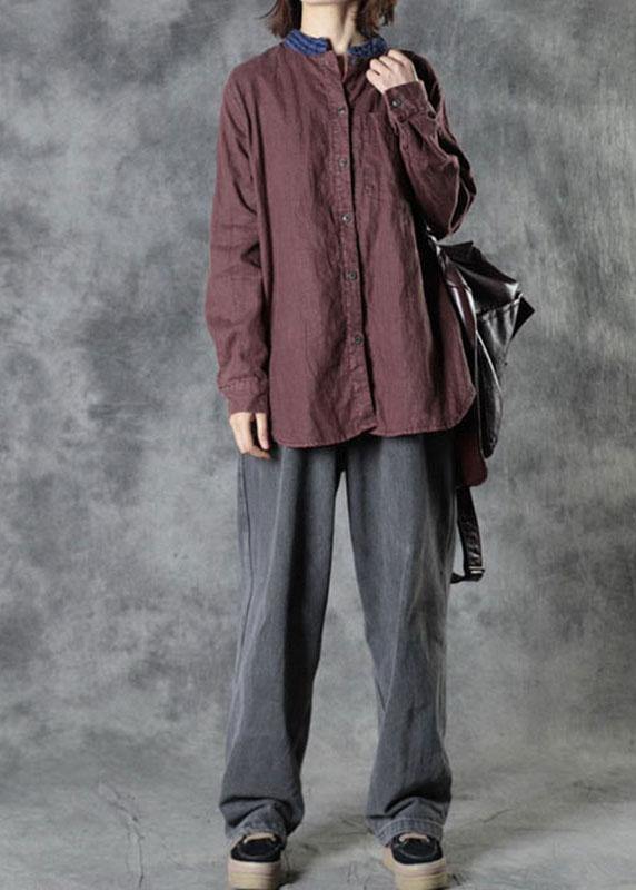Mulberry O-neck Button Fall Top Long Sleeve
