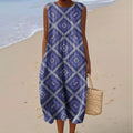 Women's Vintage Gradient Art Print Casual Midi Dress artswardrobe