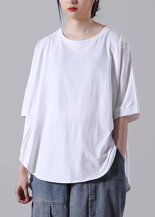 Fitted White Half Sleeve Cotton Summer Tops