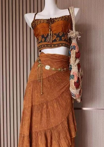 Summer Strap Top and Skirt Two Piece Set