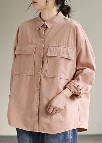 Lapel Pockets Spring Top Silhouette Wardrobes Pink Shirts