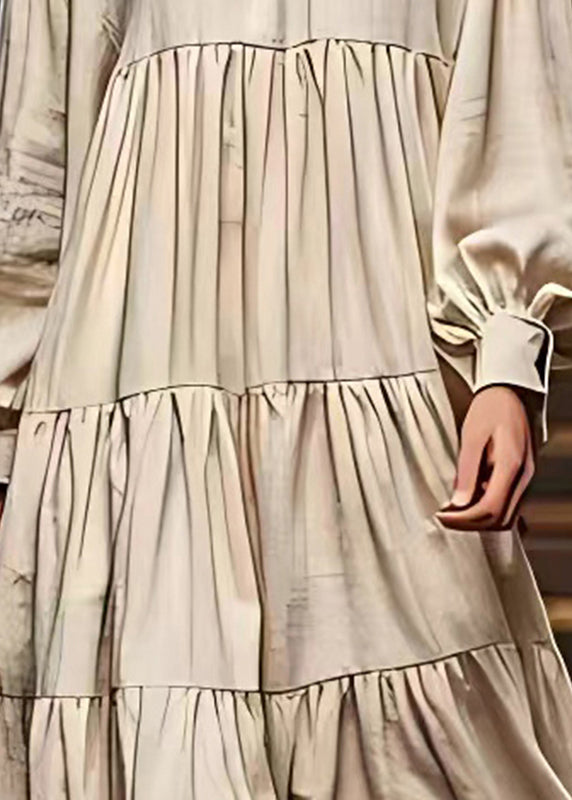 Simple White Oversized Wrinkled Exra Large Hem Linen Dresses Fall