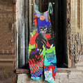Comstylish Women's Abstract Pop Cat Cat Art Jumpsuits