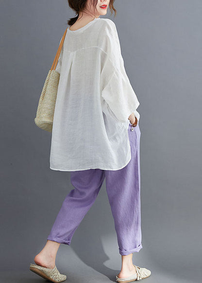 Purple Asymmetrical Design Print Cotton Two Pieces Set Summer