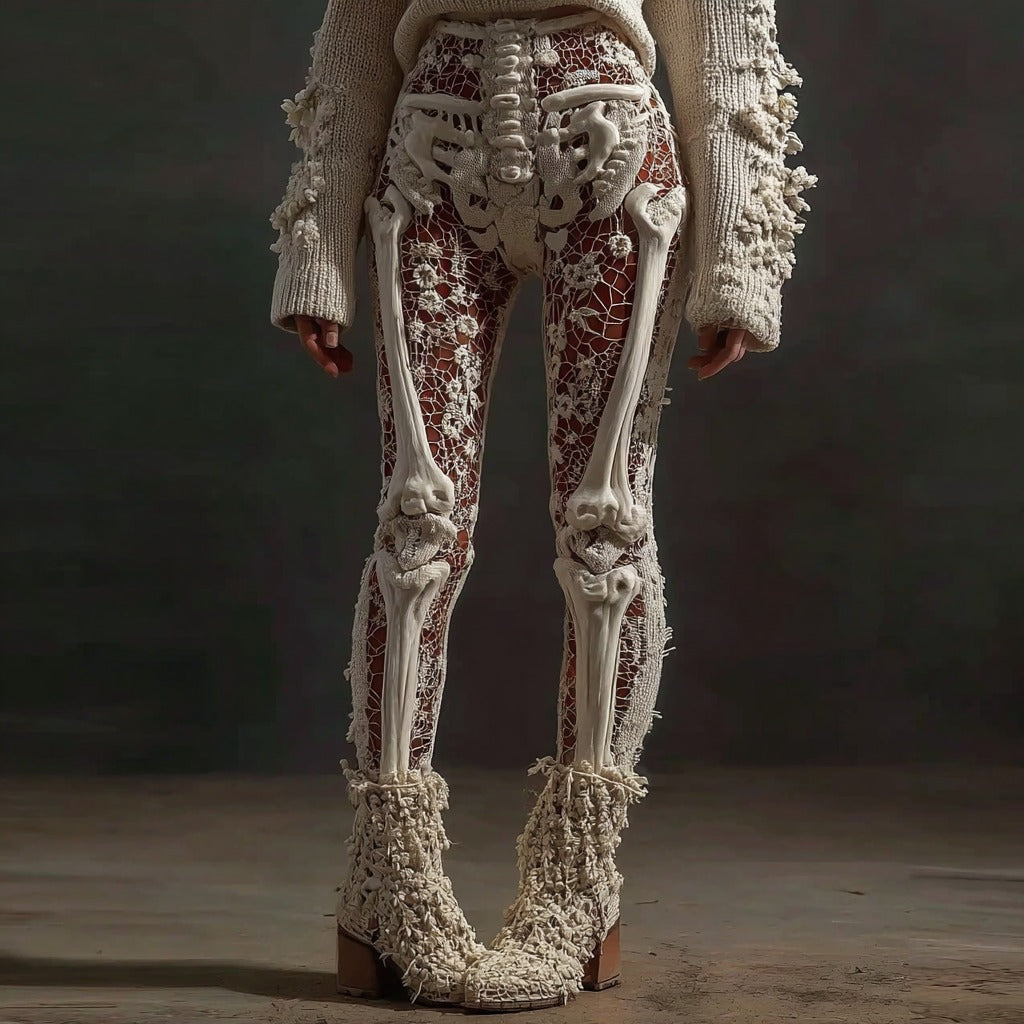 Women's Halloween Mesh Skull Casual Leggings artswardrobe