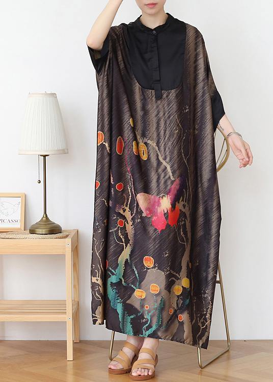 Chocolate Print Chiffon Patchwork Summer Dress