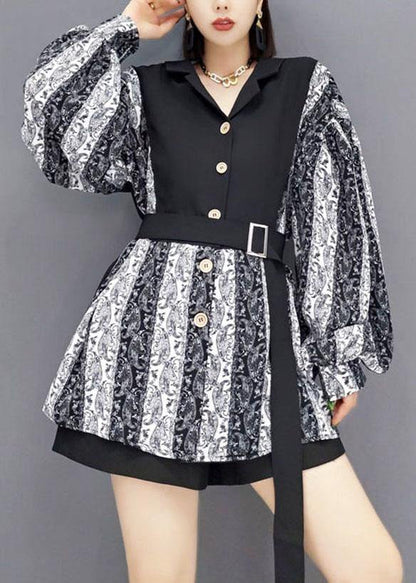 Fitted Grey Peterpan Collar Button Fall Shirt Top Long Sleeve