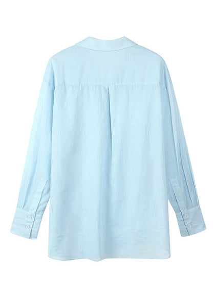 Fitted Blue Notche Button Shirt Spring