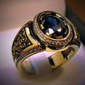 Vintage Dark Blue Golden Ring