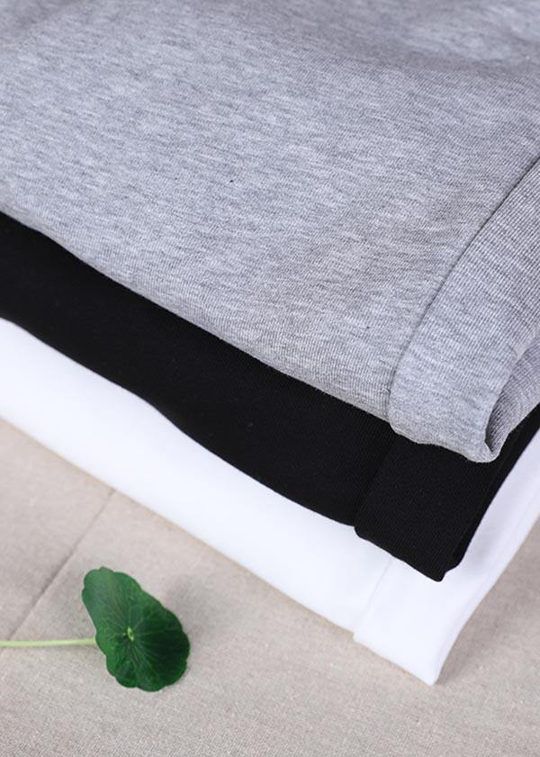 Natural Black Elastic Waist Patchwork Pants Summer Cotton
