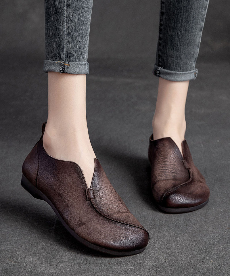 Retro Coffee Flats Soft Splicing Flat Shoes for