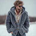 Men's Casual Fairman Island Chunky Knit Buttons Hooded Sweater Cardigan elevenforest