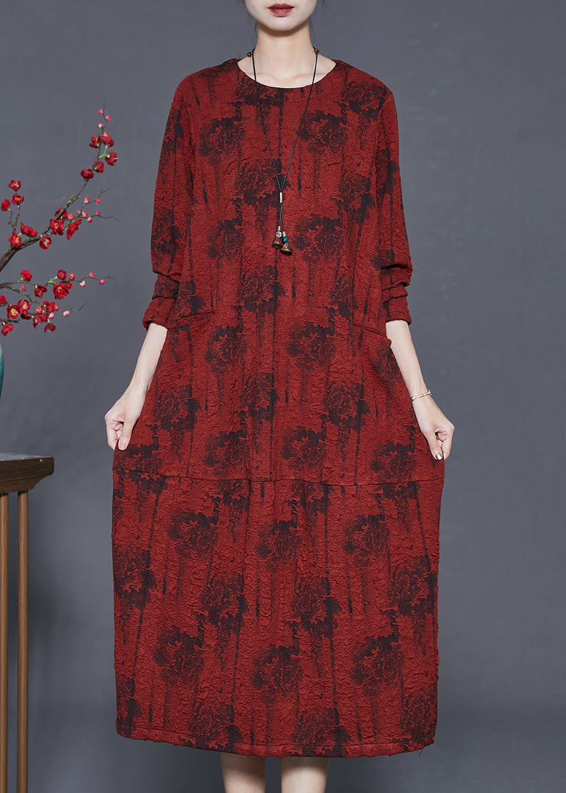 Mulberry Oversized Jacquard Spandex Holiday Dress Fall