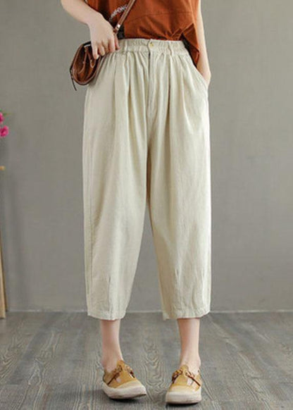 Green Cotton Loose Harem Summer Pants