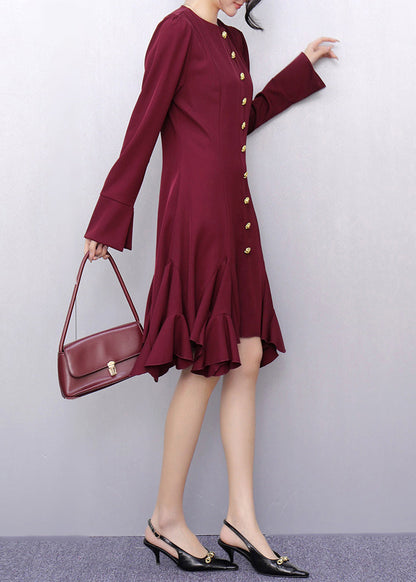 Red Ruffled Patchwork Maxi Dress Fall