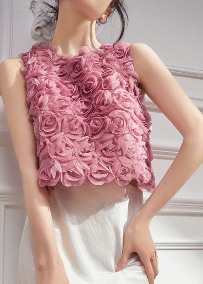 Original Design Pink Tulle Vests Sleeveless