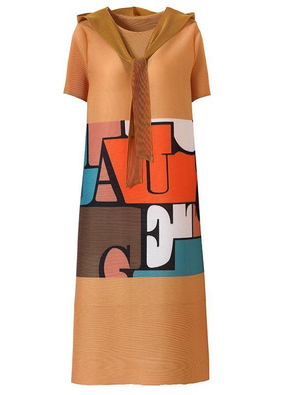 Yellow Hooded Print a Line Summer Dresses