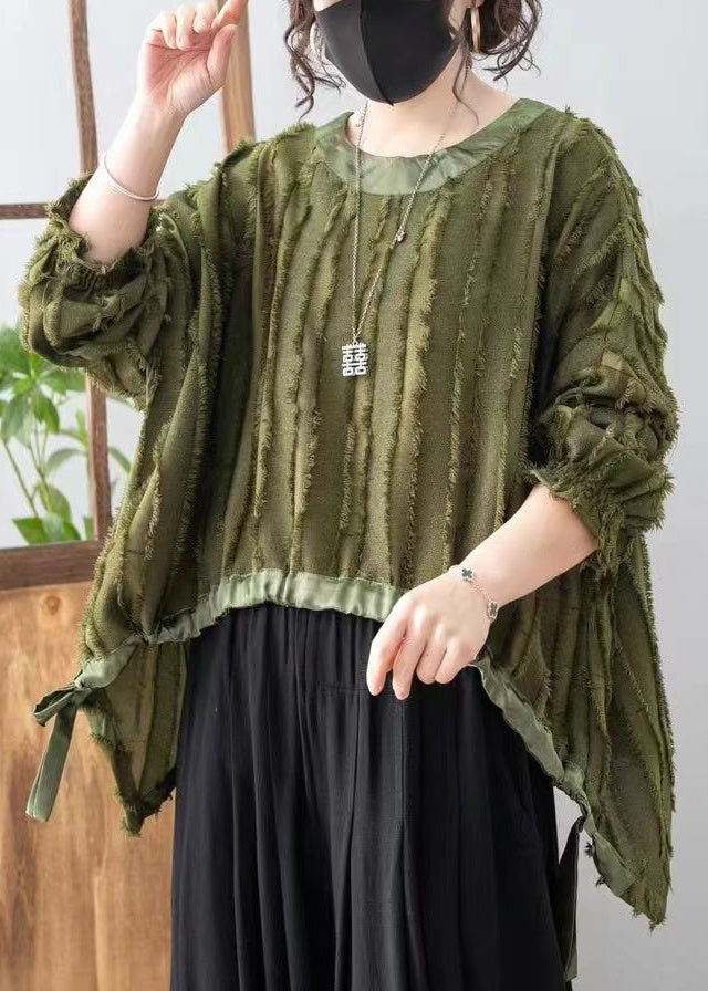 Green Low High Design Cotton T Shirts Fall