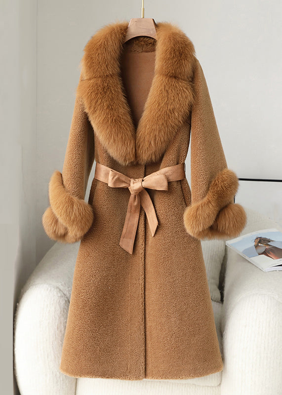 French Coffee Button Pockets Patchwork Woolen Coats Winter