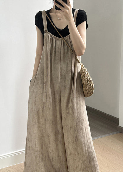 Light Khaki Pockets Jumpsuits Summer