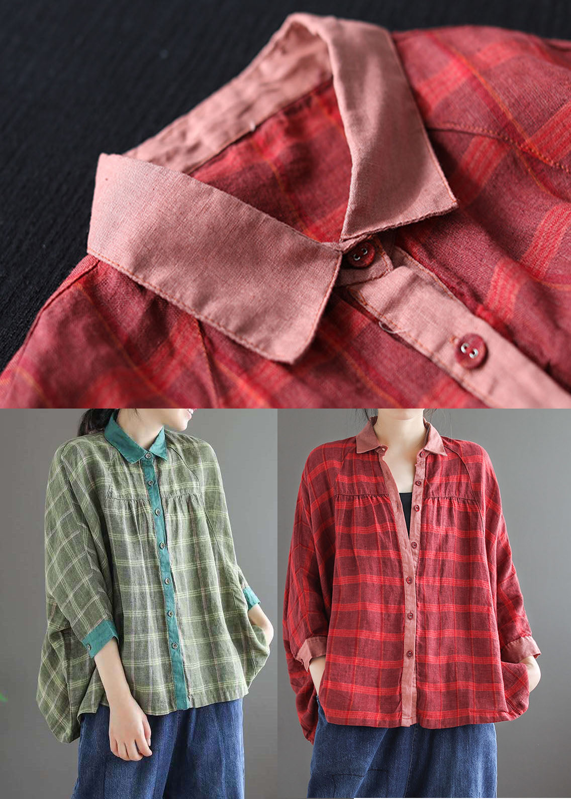 Boutique Red Button Peter Pan Collar Blouses Spring